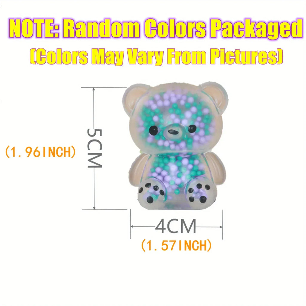 Mini Glitter Gummy Bear Stress Balls - 6 Pack Squishy Fidget Toys